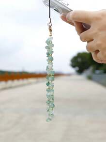 1pc Natural Stone Fragment Mobile Phone Chain, Fashion Beaded Moonstone, Onyx, Crystal Mobile Phone Lanyard