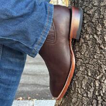 Botin Vaquero De Piel Choco Grizzly Suela Para Hombre Bota De Piel Negro Cowboy  Playa Boda Fiesta Exterior Botas De Cuero - Marrón Chocolate - Ver 3