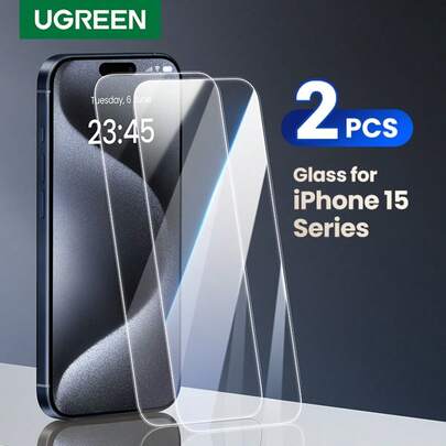 UGREEN 2 Miếng dán màn hình HD không viền toàn màn hình kèm phim tương thích với iPhone 15 Pro Max iPhone 15 Plus Quà tặng sinh nhật, gia đình, bạn bè Kính cường lực, Miếng dán màn hình điện thoại, Phụ kiện điện thoại Chống nước Chống sốc Chống rơi Chống rơi Chống trầy xước Chống vân tay