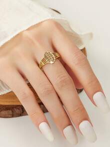 MGyi 迪拜风格简约甜美夸张金色铜质时尚高端奢华复古大首饰套装，适合女士外出、休闲、派对、日常约会、圣诞节等节日。套装包含一枚戒指，可作为送给女性、女友、父母等的礼物。 - 金色 - 查看 2