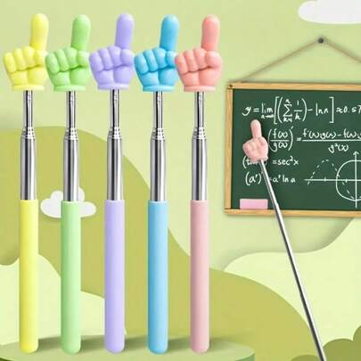 1pc Adjustable Metal Pointer Finger Reading Rod, Retractable Finger Pointer Tool For Teachers, Reading Guide For Blackboard, Piano Or Home Use,Back To School