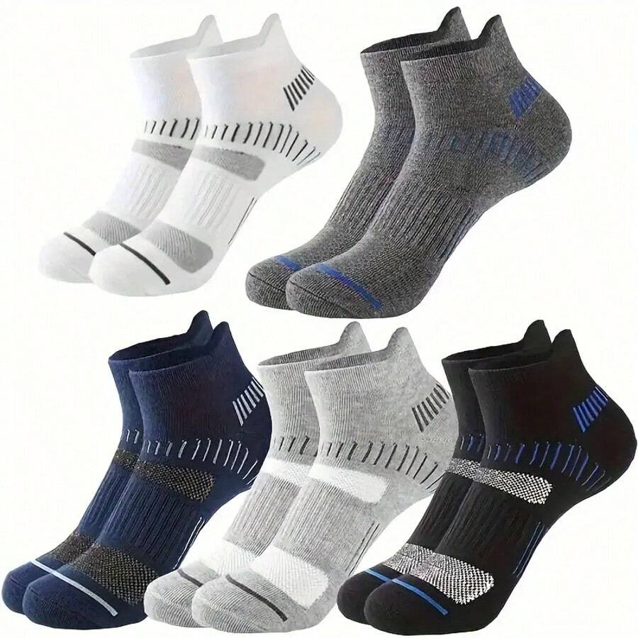 5 Pairs Striped Athletic Socks, Casual, Sports, Simple And Versatile,Comfortable And Breathable Socks,Comfortable All Season - Multicolor - View 1