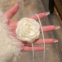 1 pezzo Collana choker con fiore di Camelia, collana con cinturino a fiore di rosa nera per donne - Fiori di leopardo - Visualizzare 4