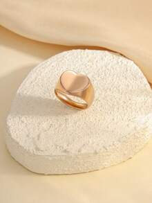 1 件不锈钢金黄色心形简约戒指，适合日常装饰或送礼 - 玫瑰金 - 查看 2