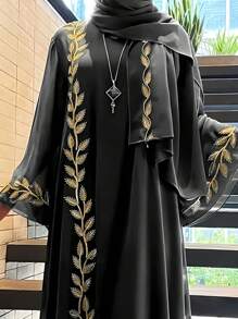 2pcs/Set Style Outfits, Fashion Street Style, Embroidered Robe + Head Scarf