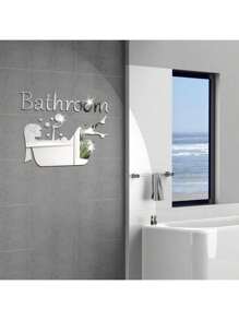 DIY Acrylic Mirror Enjoy Life Pattern And Bathroom Letter Sign - Self-Adhesive Wall Sticker, Suitable For Home And Bathroom Decor, Easy Installation Small Mirror Wall Decor Bath Rug Floor Carpet Fall Decor Bathroom Accessories