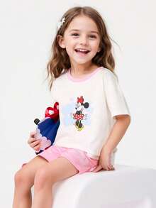 Balabala Tween Girl' Summer Pajama Set, Cotton Air-Conditioning Sleepwear - Pink - View 2