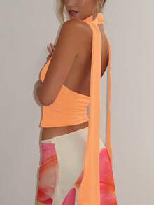 女士夏季系带露背吊带短款背心优雅性感派对上衣