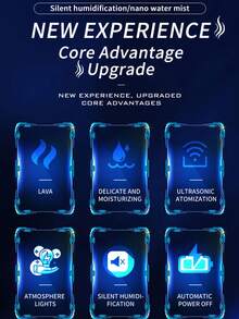 1 件火山造型超声波冷雾加湿器，带夜灯 - USB 桌面香薰机，便携式 - 电动空气净化器，多种香型选择，5 种香氛模式，酒店香氛机，带氛围灯，适用于卧室/汽车/浴室/办公室/房间装饰，香薰机/空气净化器/除臭器/加湿器/精油扩散器（推荐作为情人节或其他节日礼物） - 彩色 - 查看 5