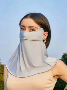 1pc Women's Full Face Sun Protection Mask, Summer Lightweight Breathable Anti-UV Face & Neck Cover, Suitable For Cycling, Driving, 22x29x90cm