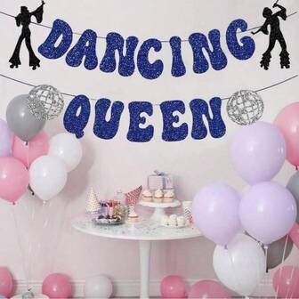 1pc Party Decorations, Glitter Disco Ball Banner For Mamma Mia Party Decorations Birthday Bridal Shower Bachelorette Wedding Party