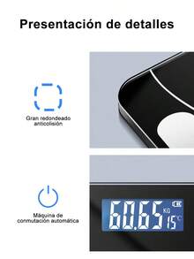 Báscula Inteligente de Grasa Corporal con Bluetooth | Medición de Peso, IMC, Agua y Músculo | Sincronización con App para iOS/Android | Vidrio Templado | Ideal para Fitness y Hogar - Negro - Ver 6