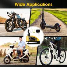 Gelbe Alarm Disc Lock Wiederaufladbare Motorrad Scheibenbremse Lock Alarm 110dB mit 1.5m Erinnerungskabel Verstärktes wasserdichtes High Security Scheibenbremsschloss für Motorrad, Fahrrad, Roller, E-Bike