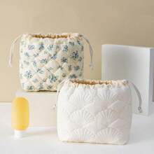 Drawstring Cosmetic Bag With Embossed Print, Large Capacity Drawstring Cosmetic Bag, Multifunctional Storage Bag. Hygiene Bag, Coin Purse, Square Cosmetic Bag, Large Capacity Cosmetic Bag, Large Capacity Travel, Christmas Gift, Skin Care Bag