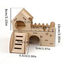 1pc Pet Hamsters House DIY Gerbil Hideout Bridge Chinchilla Seesaw Villa Wooden Small Nest For Pet Sport Exercise Training Toys Small Animal Activity Climb DIY Cage Accessories - Multicolor - View 15