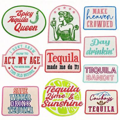 Funny Western Cowboy Embroidery Iron On Patch, Colorful Letter Patch, Day Drinking Patch, Ironing/Sewing Embroidery Patch For Truck Hat, Backpack And Clothing DIY Decoration