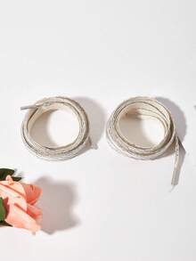 1双120厘米时尚双色扭纹鞋带，适用于平底鞋、休闲鞋和系带鞋 - 銀色 - 查看 5