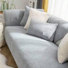 Heikoeco®Samt Sofaschoner Rutschfest 1 2 3 4 Sitzer, L Form Sofaüberwurfe, Sofadecken Für Sitzfläche, Ultra Weicher Sofaschoner - Light Gray 70*70cm - View 2