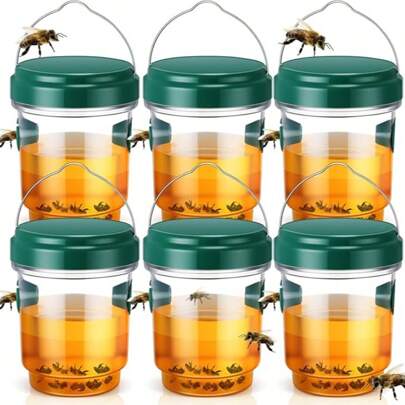 Wasp Traps Outdoor Hanging, Solar Bee Trap 2 Packs, 2025 Upgrade Wasp Deterrent Killer, Carpenter Bee Catcher For Outside, Flying Insect Traps Reusable Yellow Jacket Hornet Catcher,Better Effect When Used In Conjunction With Trapping Agents