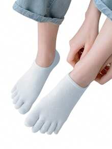 1/4 双女士棉质透气低帮分趾袜，纯色隐形分趾袜，适合运动或日常使用 - 彩色 - 查看 5