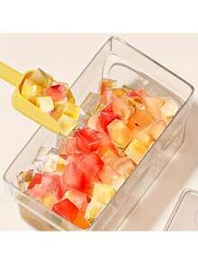 1 件随机颜色双层压冰格带储物盒 - 快速冷冻制冰机，适用于啤酒、鸡尾酒和新鲜水果浸泡水，耐用塑料厨房工具，绿色和黄色，冰块模具