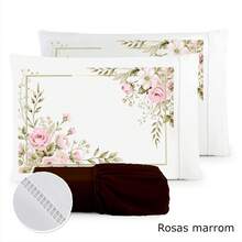 3-Piece Queen Bed Set Kit 400 Thread Count With Elastic Band And Floral Roses Print - Màu xanh hải quân - Xem 7