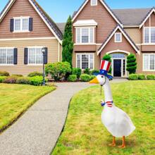 Shyyween 4th Of July Goose Outfit Set 23"/ 17'' Plastic Lawn Porch Patriotic Goose Clothes Outfit For Outdoor Patio Yard Lawn Art Decoration(Bowknot)
