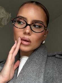1 pièce Lunettes de femme à cadre ovale petit et elliptique, forme concave. Accessoires d'été pour l'étude, accessoires pour lunettes pour femmes