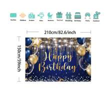 1 Stück glänzender Navy Blau & Königsblau Geburtstags Hintergrund, goldene Polka Dot Luftballons, magische Kuchentisch Dekorationen und Foto Banner