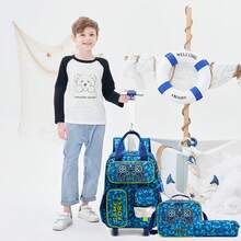 Cute Boys' Rolling Backpack With Lunch Box And Pencil Case, Suitable For Middle School Back To School Supplies - Boys' Trolley School Bag - View 6