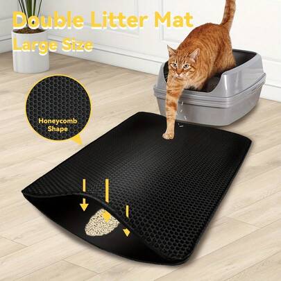 1pc EVA Cat Litter Mat, Double-Layer Honeycomb Design, Durable, Non-Slip, Washable, And Easy To Clean - Protective Pad For Cat Litter Box, Toilet, Bathroom, Feeding Area - Ideal For Cats And Small Pets