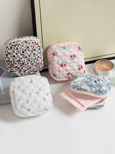 1pc Cute Storage Pouch, Coin Purse, Multifunctional Mini Ziplock Bag For Sanitary Pad, Tampon, Large Capacity Storage, Menstrual Pad Organizer, Student Portable, Travel, Boho Style