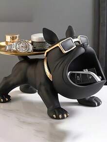 1pc Bulldog Figurine Storage Decor, Large Mouth Dog Statue Artistic Crafts, Home Living Room Office Bookshelf Decor, Tabletop Display Foyer Decoration, Handmade Home Decor Style Doll, Suitable As Small Gift, Home Essentials