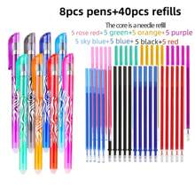48pcs/Set Erasable Gel Pens With 8 Colors, Refillable, With Pocket Clip, Suitable For School And Office Supplies, Perfect Back To School Gift