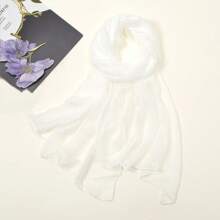 1pc Women Crinkle Chiffon Lightweight & Breathable Scarf, Casual & Versatile Solid Color Shawl, Multifunctional Use As Scarf, Shawl, Head Wrap, Fashion Accessory For Outdoor, Sun Protection, Warmth