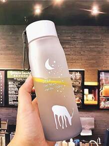 1pc 560ml Straight Tall Heatproof Frosted Glass Water Bottle, Large Capacity Portable Summer Drinkware With Anti-Drop Design