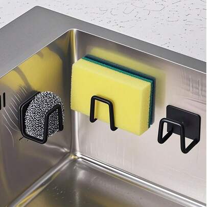 1/2 piezas Portaesponjas para fregadero de cocina de acero inoxidable, rejilla para el desagüe del fregadero sin necesidad de taladrar