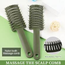 Hollow Salon Tools Hairdressing Scalp Curly Wet Vented Detangle Massage Curved Nylon Comb ABS Hairbrush