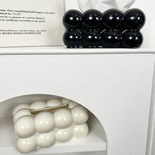 全新简约PP材质大容量纸巾盒，弹簧设计，方便抽纸，奢华纯色防水防污纸巾盒，球形塑料纸巾收纳盒，适用于家居装饰，适用于卧室、客厅、汽车、厨房配件 - 白色 - 查看 6