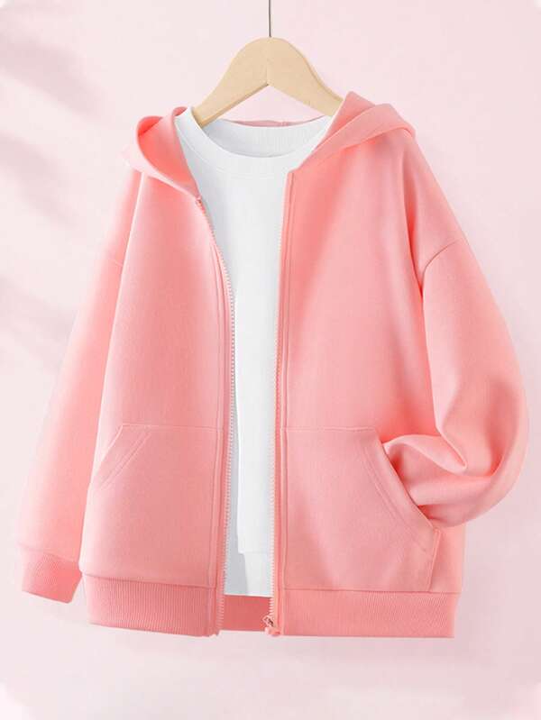 Sudadera con capucha con bolsillos, estilo simple y bonito para niñas preadolescentes de talla mediana y grande, para otoño e invierno