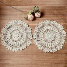 Jogos americanos de crochê feitos à mão, Porta-copos de renda boêmios redondos, Jogos de mesa de renda de 10/14 polegadas, Toalhas de mesa de renda floral vintage, Fácil de lavar para decoração de casamento, Pratos, Acessórios para casa DIY, Melhor presente, Apanhador de sonhos, Opção bege/branco