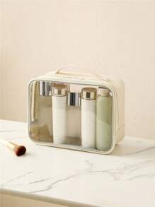 Transparent Toiletry Bag, PVC Material Waterproof Wear-Resistant Minimalist High-End Travel Portable Storage Pouch, Large Capacity Skincare Organizer Wash Bag Toiletry Travel Bag Makeup Storage Beach Beach Bag Vacation Holiday Essentials School Supplies Travel Essentials Ladies For College Dorm Bathroomsummer Back To School School Stuff Bag For School Wash Bag Travel Waterproof Toiletry Bag