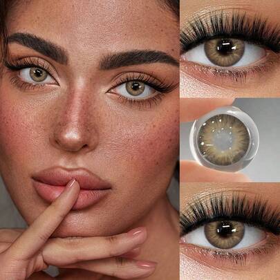 1 par engångslinser i färg, 14,5 mm bruna kosmetiska ögonmakeuplinser för Halloween, kostym, cosplay