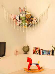 1 pieza - Soporte de red de macramé para colgar accesorios, organizador de adornos de tela de hamaca con ganchos