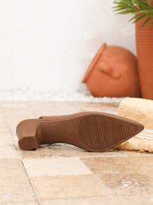 Women's Casual Pointed Toe High Heel Shoes, Chunky Heel Brown High Heels, Elegant Look And Formal Feeling For Spring/Summer Outdoor