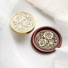 Fantasy Plant Series Wax Seal Stamp, Copper Head Asymmetrical Embossed Seal, Envelope Sealer, Wax Stamp For Journal, Christmas Vintage Removable Brass Suitable For Wedding Invitations,Back To School,School Supplies - one-size - View 15