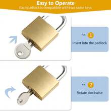 Home Use Imitation Copper Padlock, Multi-Function Anti-Theft Padlock With 2 Keys, Suitable For Key-Controlled Doors, Gym Lockers, Buckles, Tool Boxes, Backpacks - Yellow - View 9