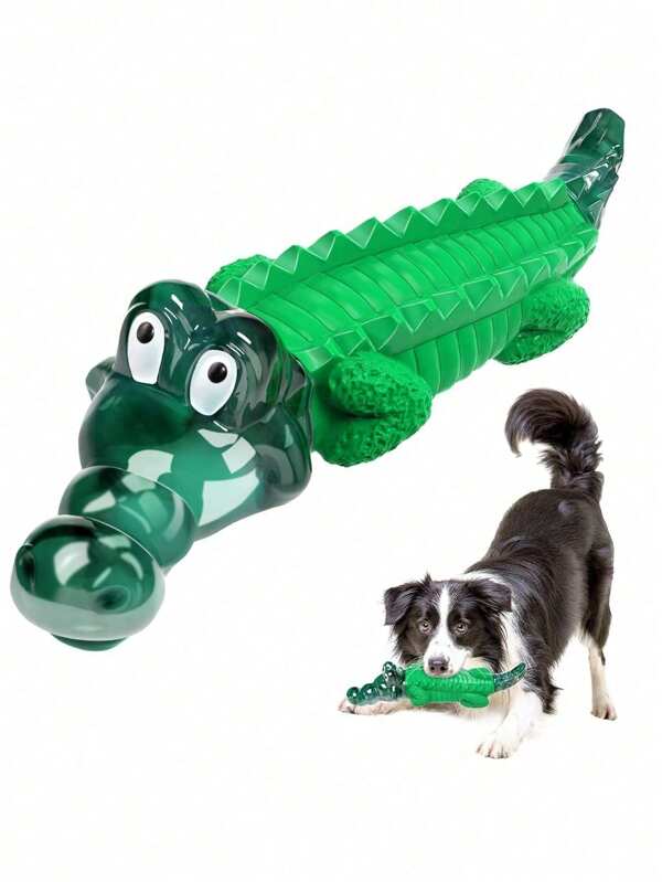 1 peça Novo brinquedo de nylon de crocodilo para cães com textura forte para mastigar, brinquedos de mastigação para cães com sabor de carne para filhotes, brinquedos de mastigação para cães para mastigadores agressivos - brinquedo de cachorro indestrutível para reduzir a ansiedade e o tédio de animais de estimação para cães de raças pequenas, médias e grandes. Brinquedos para cães Puppy Keep, brinquedos de brincar para cães, cores aleatórias.