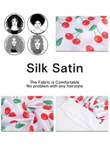 1PC Printed Animal Fruits Casual Cute Satin Hair Bonnet Wide Brimmed Elastic Band Splicing Sigle Layer Sleeping Night Caps For Women Hair Care Hats Curly Bonnet