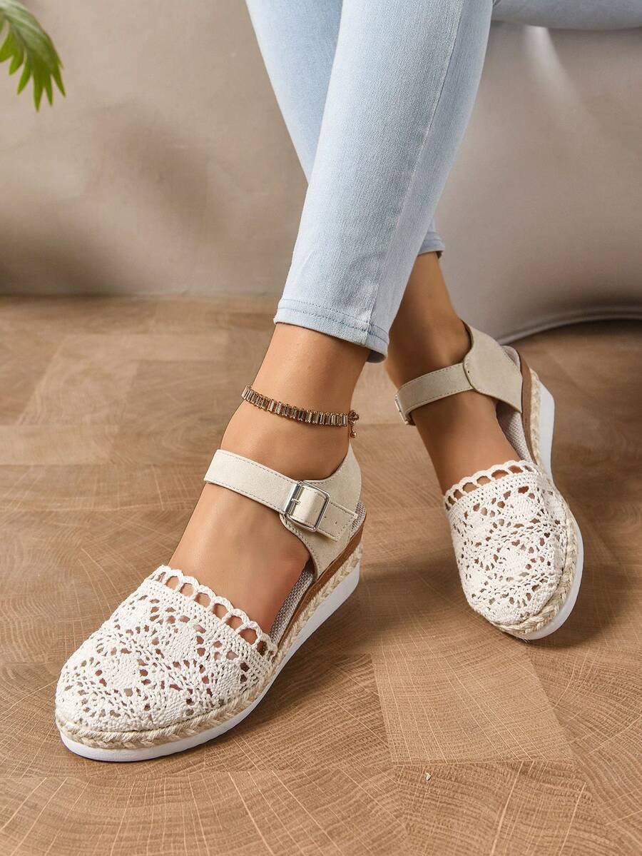 Women's Handmade Beaded Platform Bohemian Casual Sport Sandals, Flat Low Heel Versatile Non-Slip Mid Heel Sandals